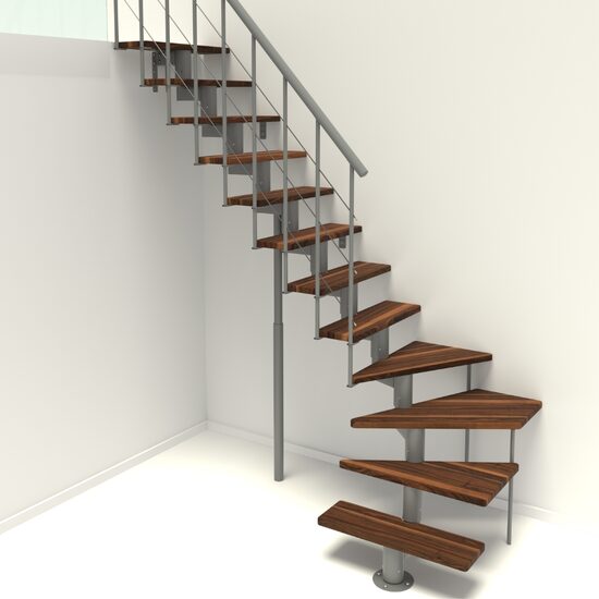 Modultrappa Comfort Top Turn Minka – Grå / Valnöt, 1/4-vändning